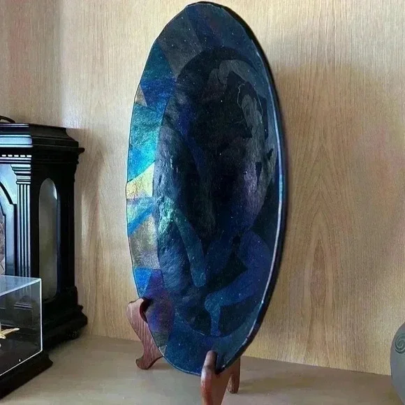 hand made pottery black iridescent” Hercules bowl “dish - Picture 5 of 11